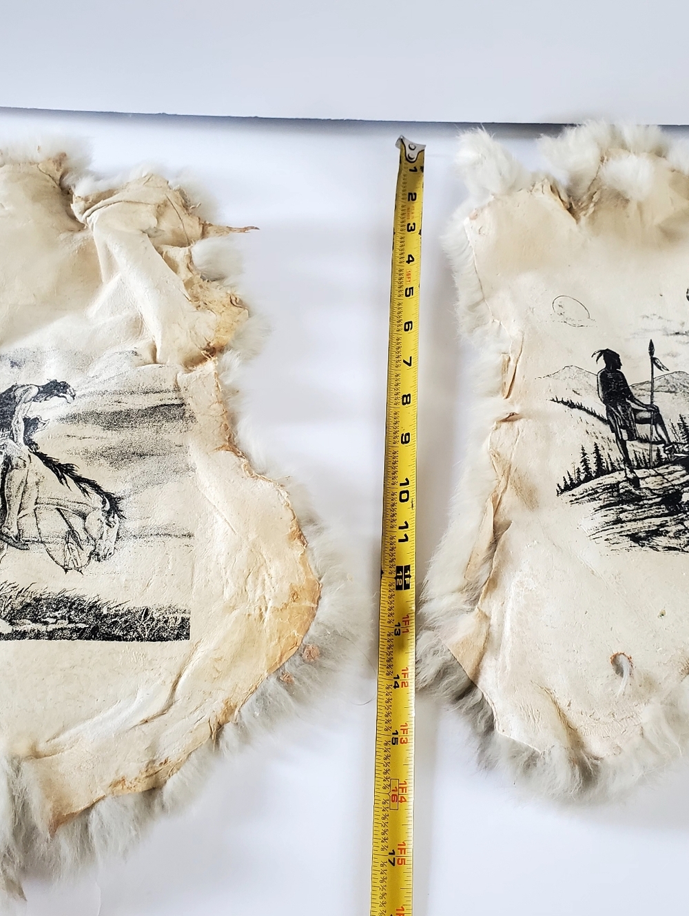 Handmade Leather Wall Art Pair with Western Ink Prints - Cream and Black - Picture 8 of 9